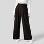 Solid Wide Leg Pants For Woman Work Business Black Extra Extra Large