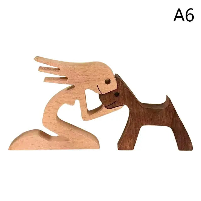 Handcrafted Wooden Puppy Figurine