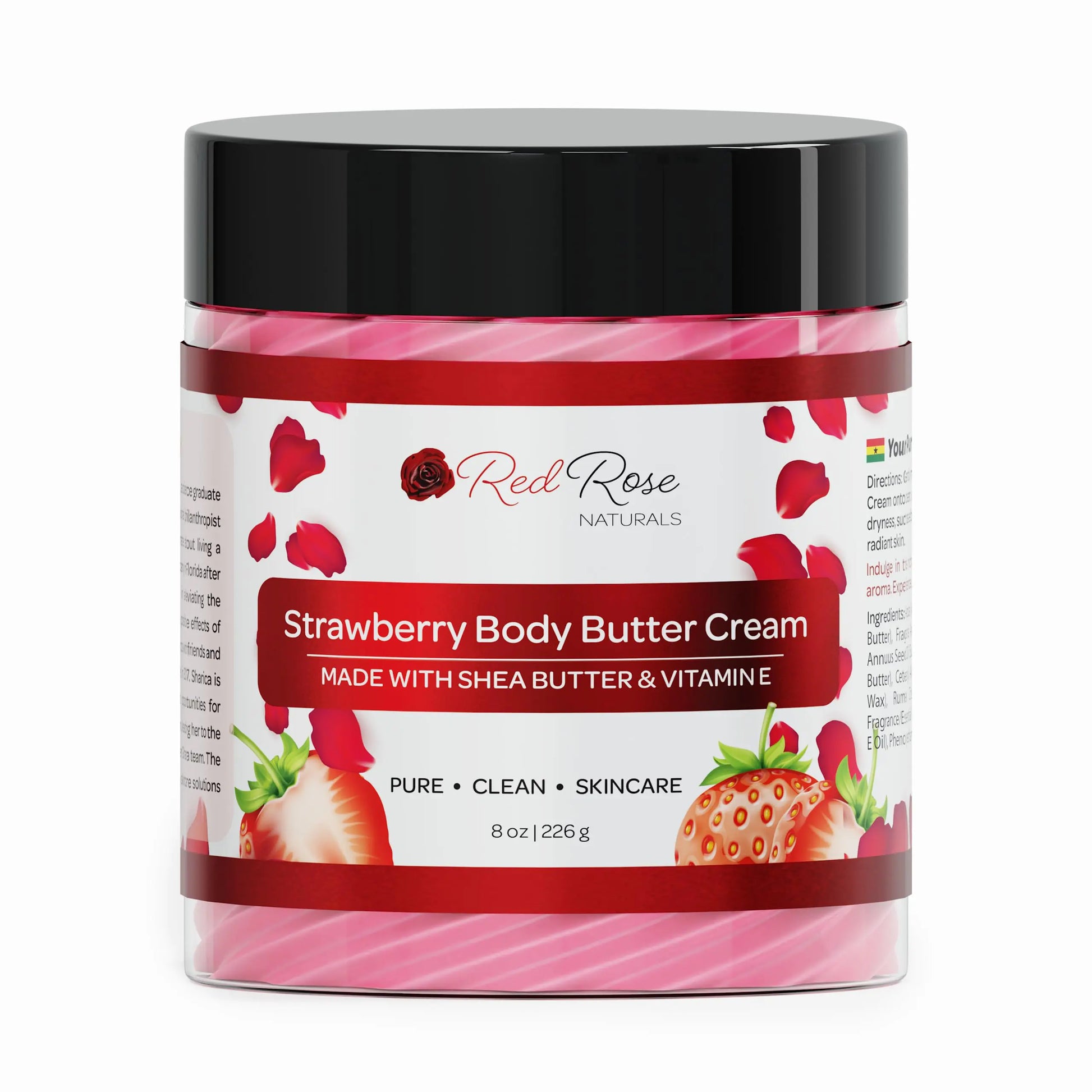 Red Rose Naturals Strawberry Body Butter Cream for Sensitive Dry Skin - 8 Ounce (Pack of 1) - body butter
