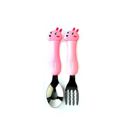 Spoon Fork Set Pink Rabbit 2 Pieces