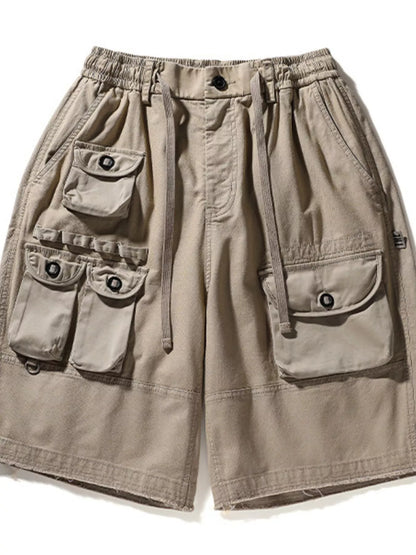 Men's Multi Pockets Shorts - Khaki -