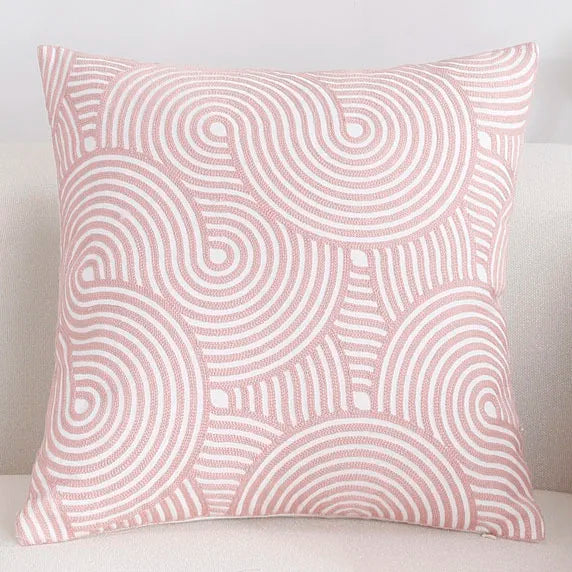 Solid Color Geometric Cushion Cover, Pink Decorative Sofa Cushion Cover