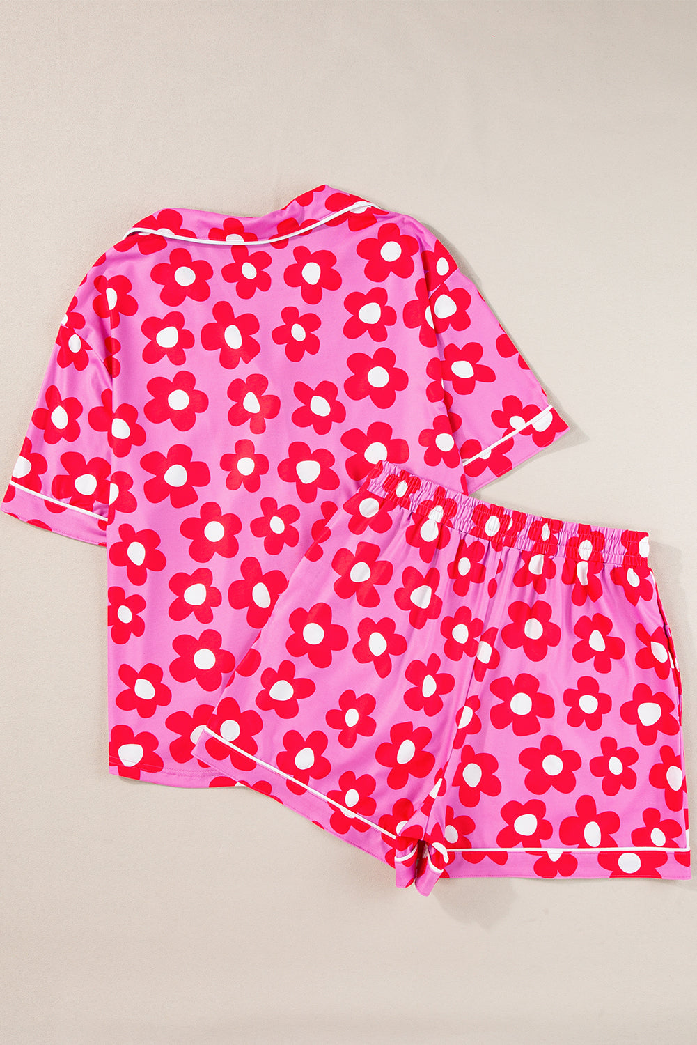 Flower Print Short Sleeve Shirt Pajamas Set- Wild and Free Boutique- {{Product type}}