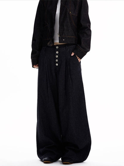 Men's Full Size Button Fly Wide Leg Jeans Plus Size - -