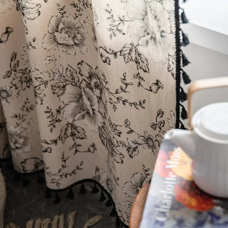 Pink Cotton and Linen Semi-Opaque Printed Curtain - Kia Day Design