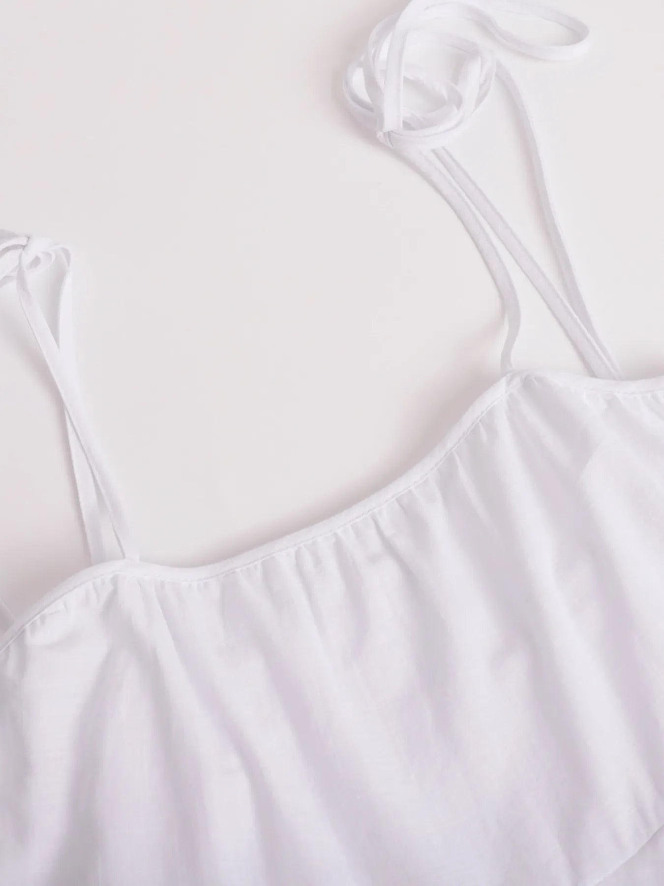 Ruffle Layered Tie Shoulder Cami Dress - -