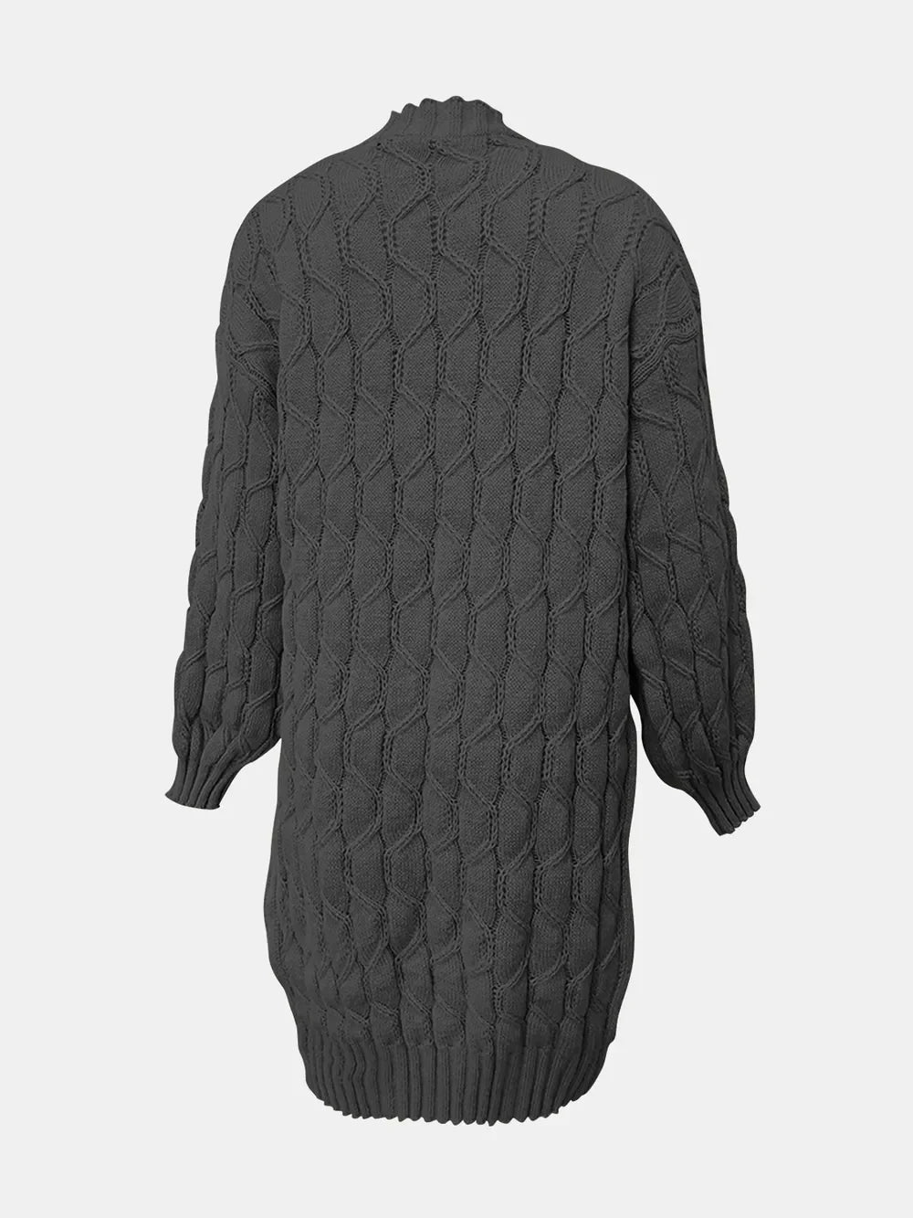 Open Front Long Sleeve Cardigan - -