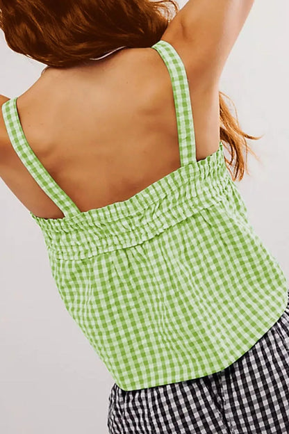 Tied Front Textured Square Neck Cami - - Top