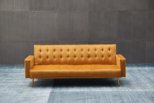 Comfort Compact Design Sofa Bed - Yellow - Futon Sofas