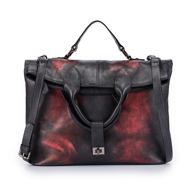 Retro Style Cowhide Crossbody Handbag for Women - - handbag