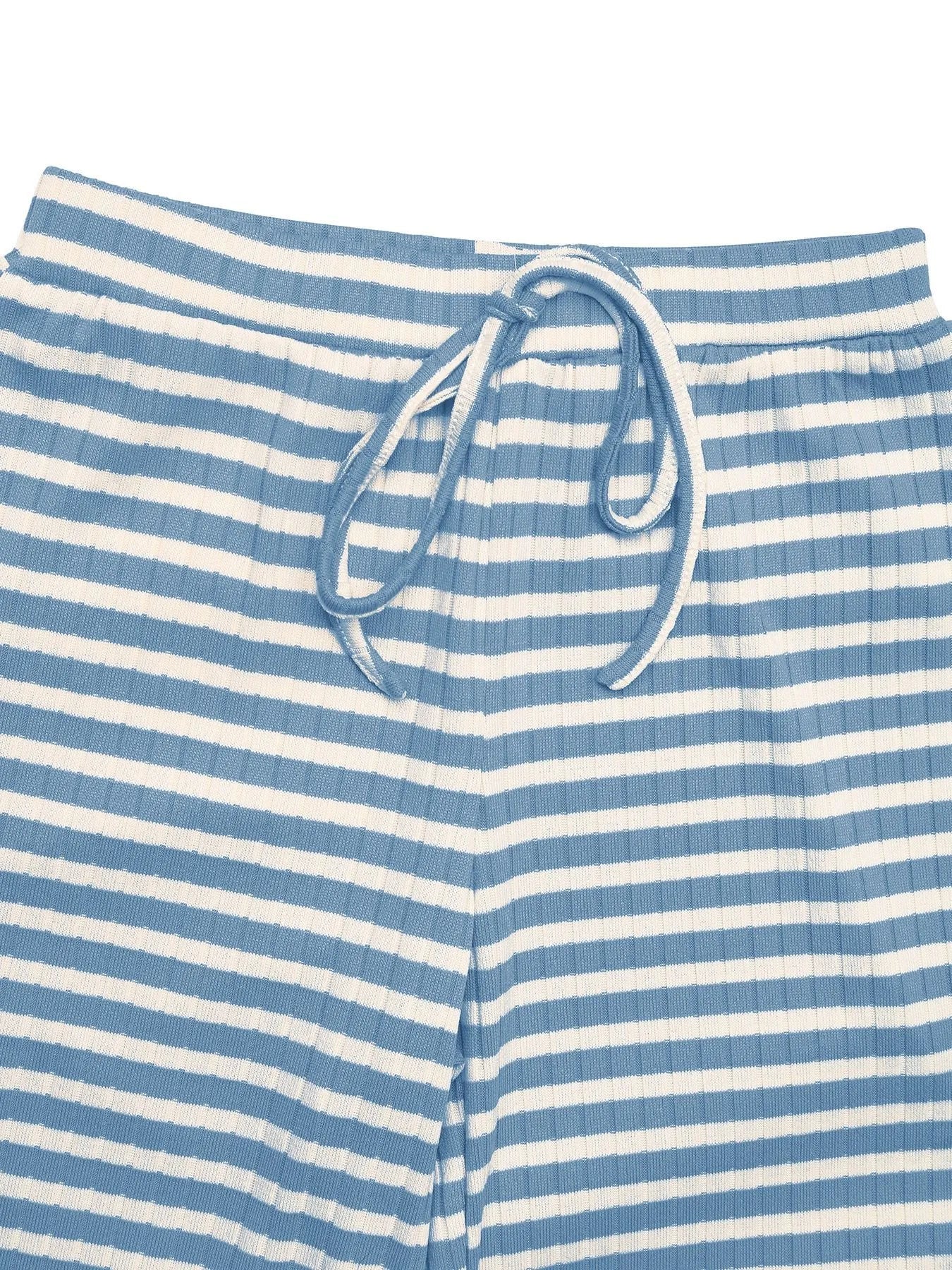 Striped Square Neck Long Sleeve Top and Pants Lounge Set- Shopimist- {{Product type}}