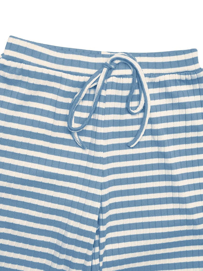 Striped Square Neck Long Sleeve Top and Pants Lounge Set- Shopimist- {{Product type}}