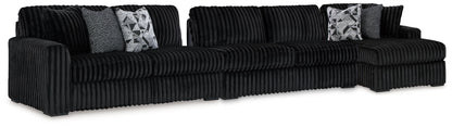 Midnight-Madness - Sectional - Black 3 Pc. Right Arm Facing Corner Chaise Sectional - Stationary Sectionals