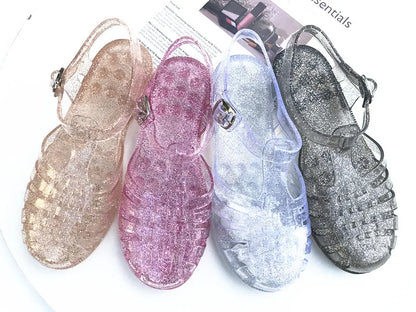 Women's Roman Sandals Retro Flat Toe Jelly Girls