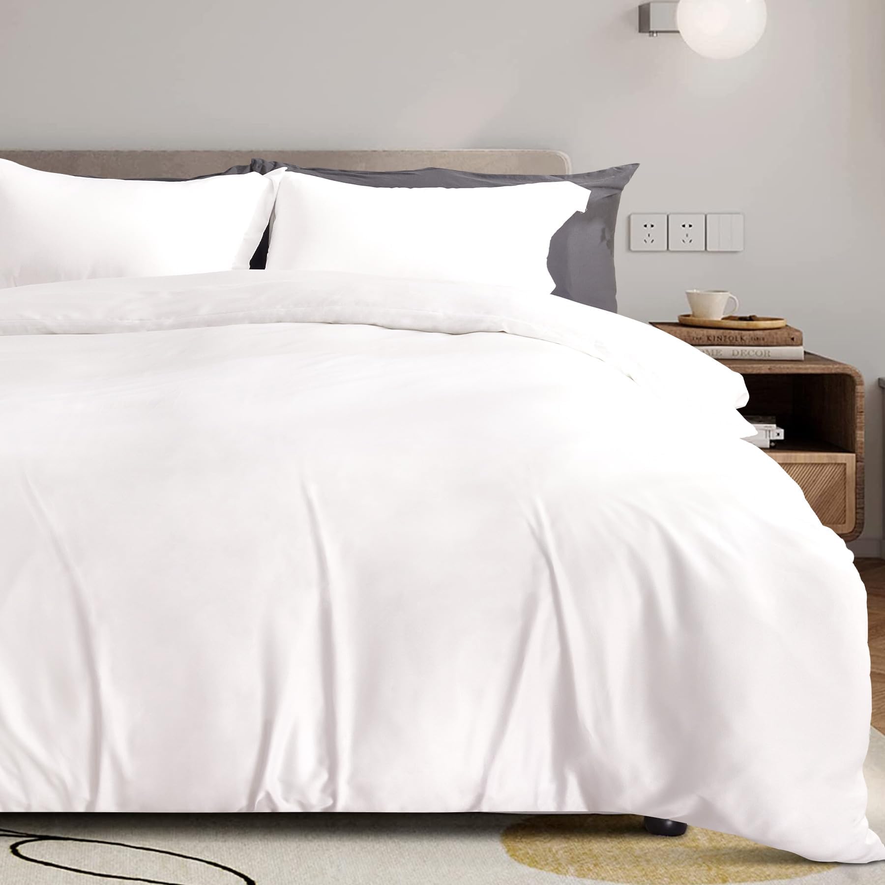 Bamboo Bliss King Duvet Cover Set - Cool & Breathable - White King(104"x90") - duvet set