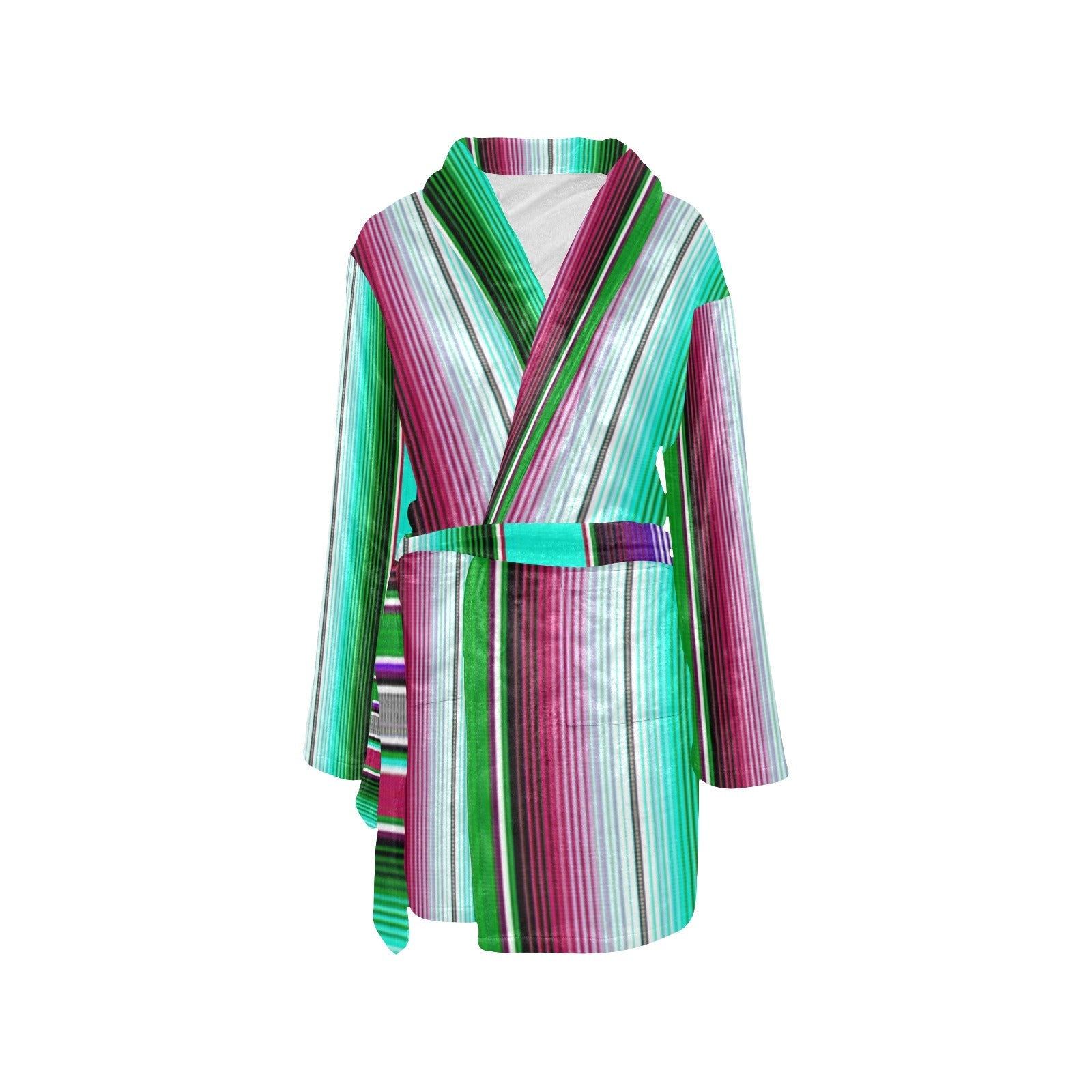 Turquoise Serape Women's Western Bath Robe - - Blanket Robe & Hoodie