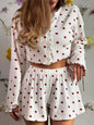 Strawberry Print Button-Down Top and Shorts Lounge Set- Shopimist- {{Product type}}