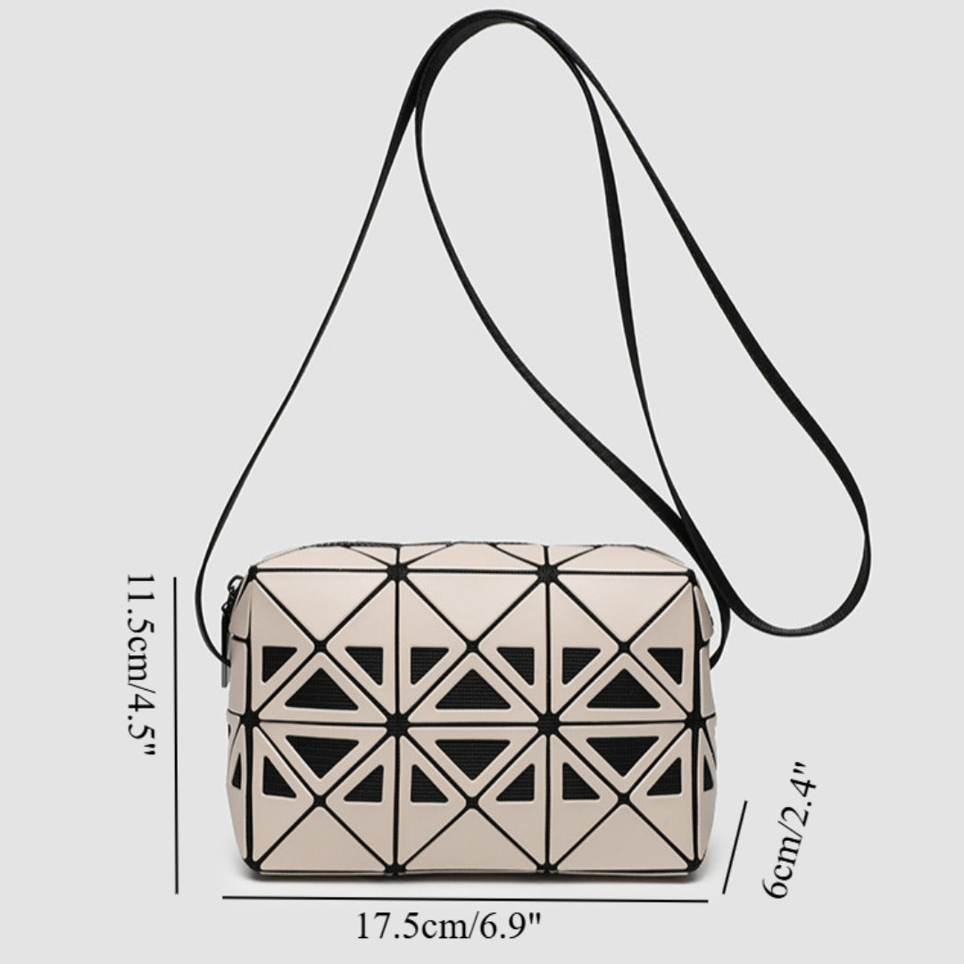 Fashion mini square box, hollow geometric design splicing crossbody bag, fashion commuter shoulder Crossbody bag, small square purse - -