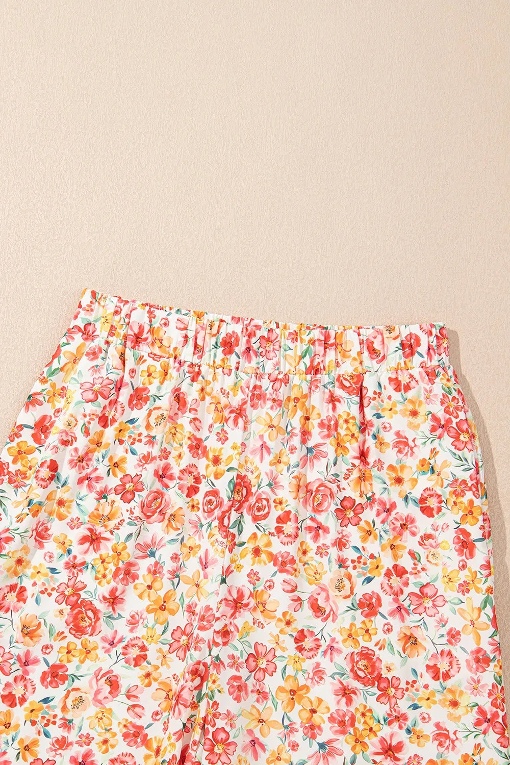 Boho Floral Bandeau Top and High Waist Wide Leg Pants Set - -