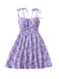 Women's Floral A-Line Mini Dress — Open Back, 10 Colors, XS–XXL - Purple - Women's Clothing