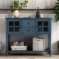 Navy Blue Sideboard Console Table With Base Frame - Navy blue - cabinet