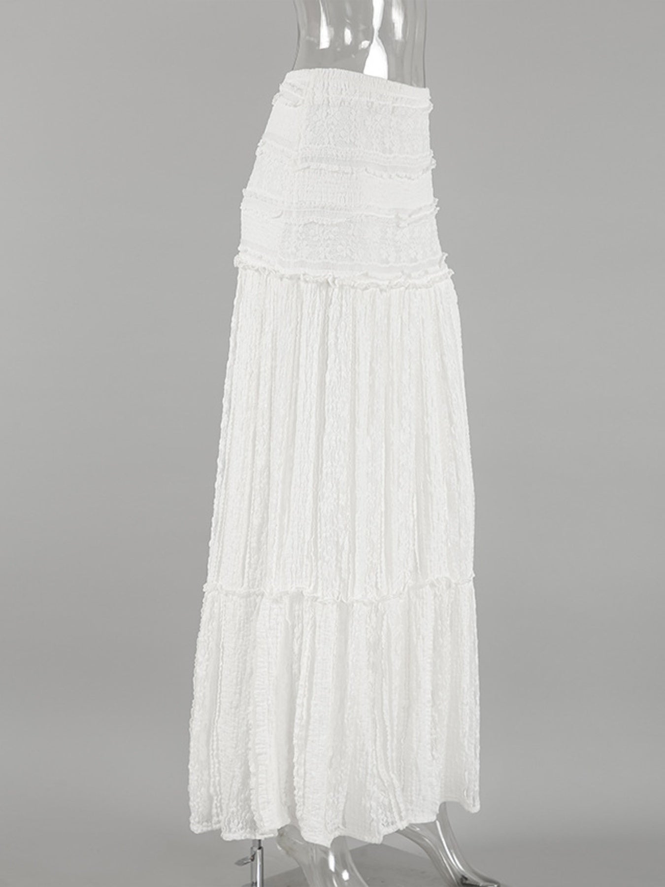 Lace Tiered Maxi Skirt - -