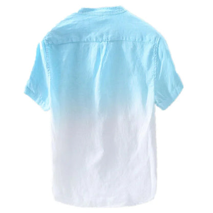 Men's Casual Blouse Cotton Linen Breathable Loose Short Sleeve Shirt