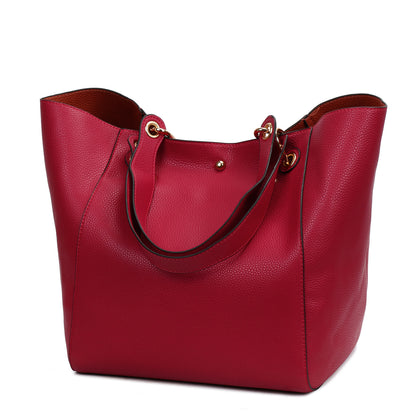 Vintage Womens Bucket Handbag Set - Red - handbag