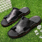 Crocodile Leather Shoes Men Slippers Summer Mens Slippers Sandals For Men Black