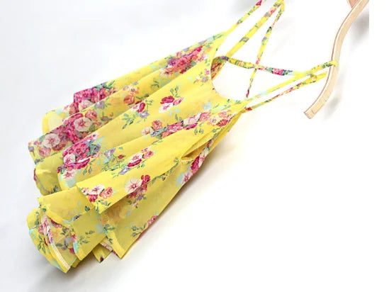 Floral Print Tank Top Summer Style Spaghetti Strap Casual Tops Double Chiffon