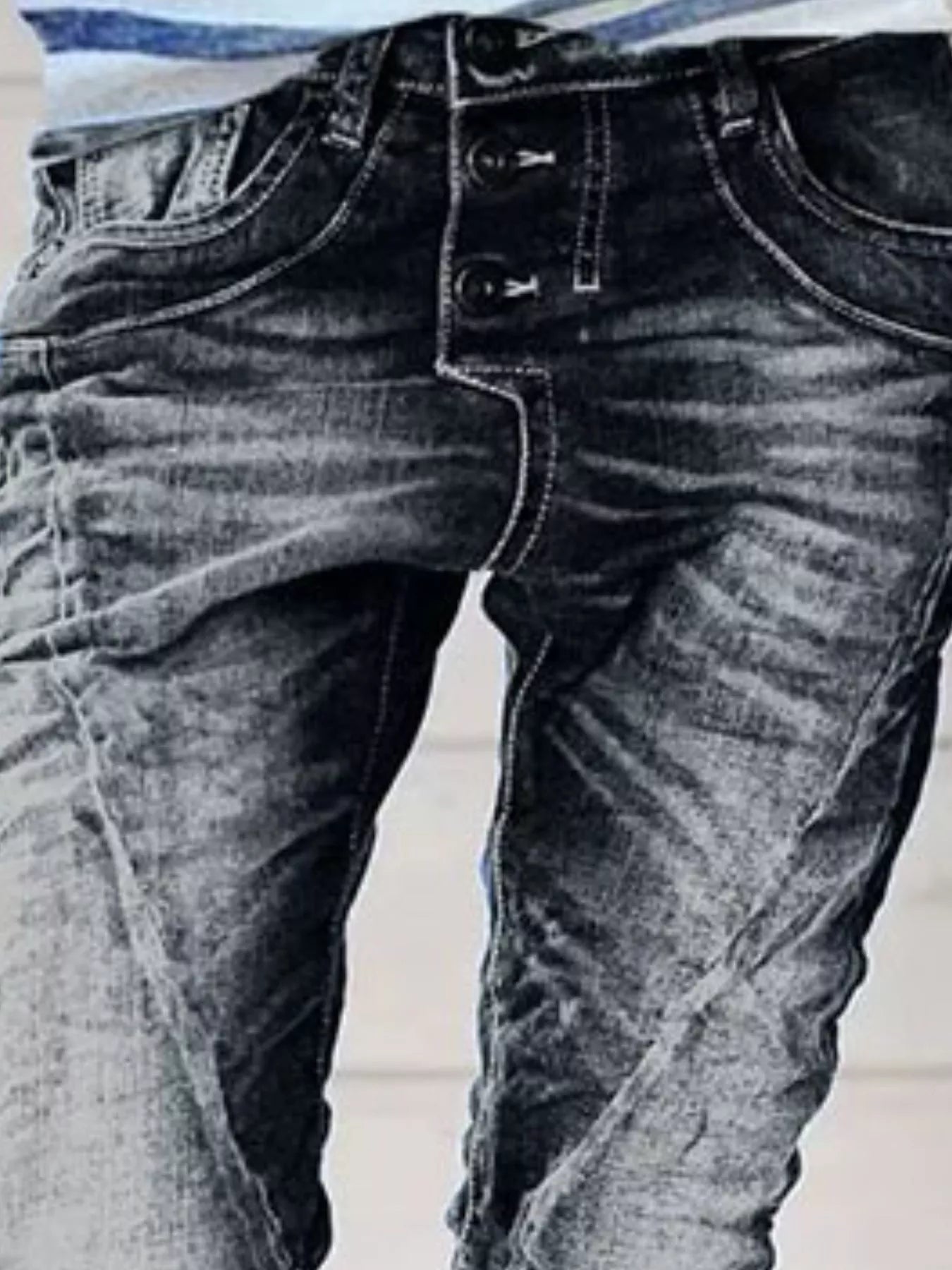 Full Size Washed Button-Fly Jeans Plus Size - -