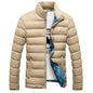 Mens Winter Coat with Standing Collar and Down Filling - Khaki M - coat