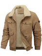 Men's Plus Size Corduroy Sherpa Lined Winter Coat - Camel -