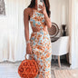 Chic Floral Halter Maxi Dress - Color M - dress