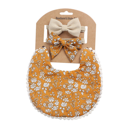 Floral Baby Bib & Headband Combo - DP021 6 - bib set