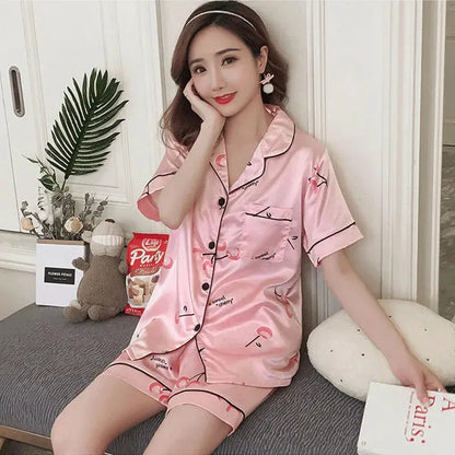 Two Piece Pajama Set Women Ladies Womans Pajamas Pink Cherry