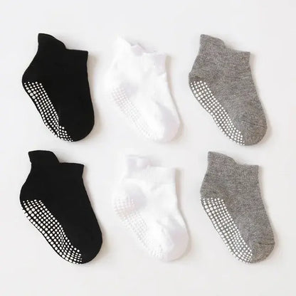 Anti-Slip Toddler Ankle Socks black white grey 6 to 12 Months