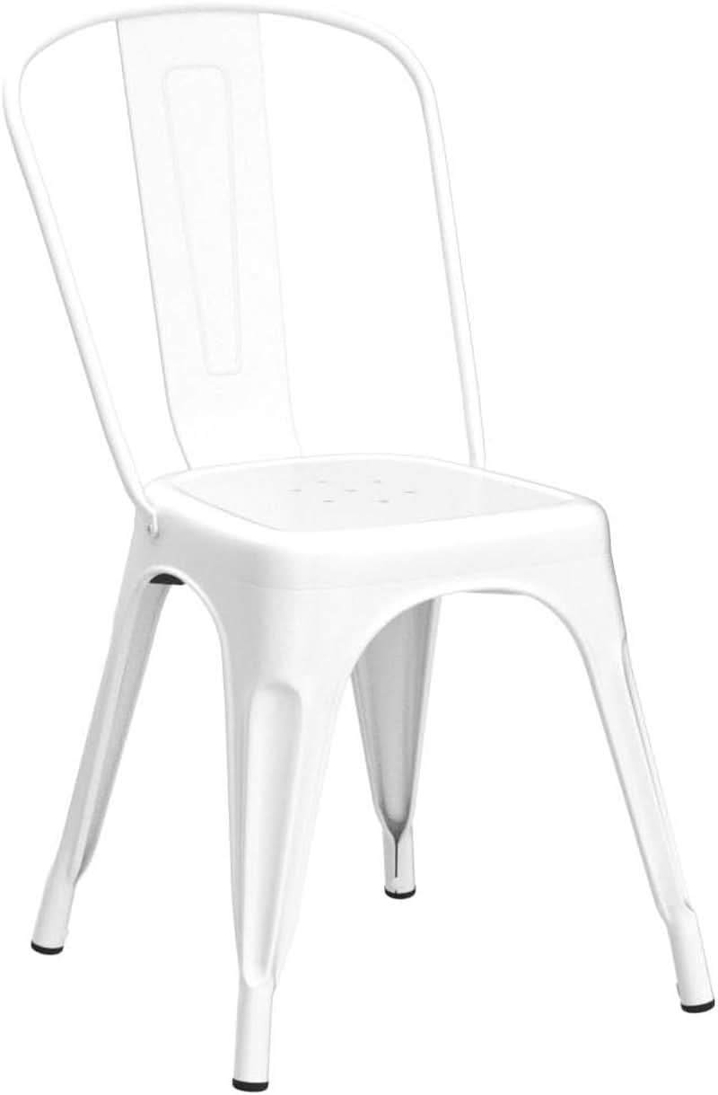 Tolix Style Metal Dining Chair White Stackable Set Of 4- ShipItFurniture- {{Product type}}