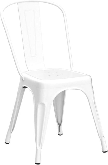 Tolix Style Metal Dining Chair White Stackable Set Of 4- ShipItFurniture- {{Product type}}