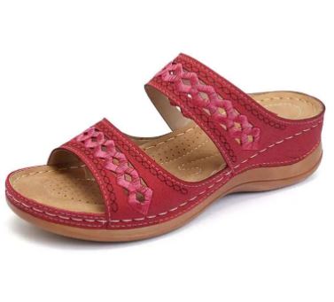 Open Toe Vintage Sandals - Red 38 - sandals