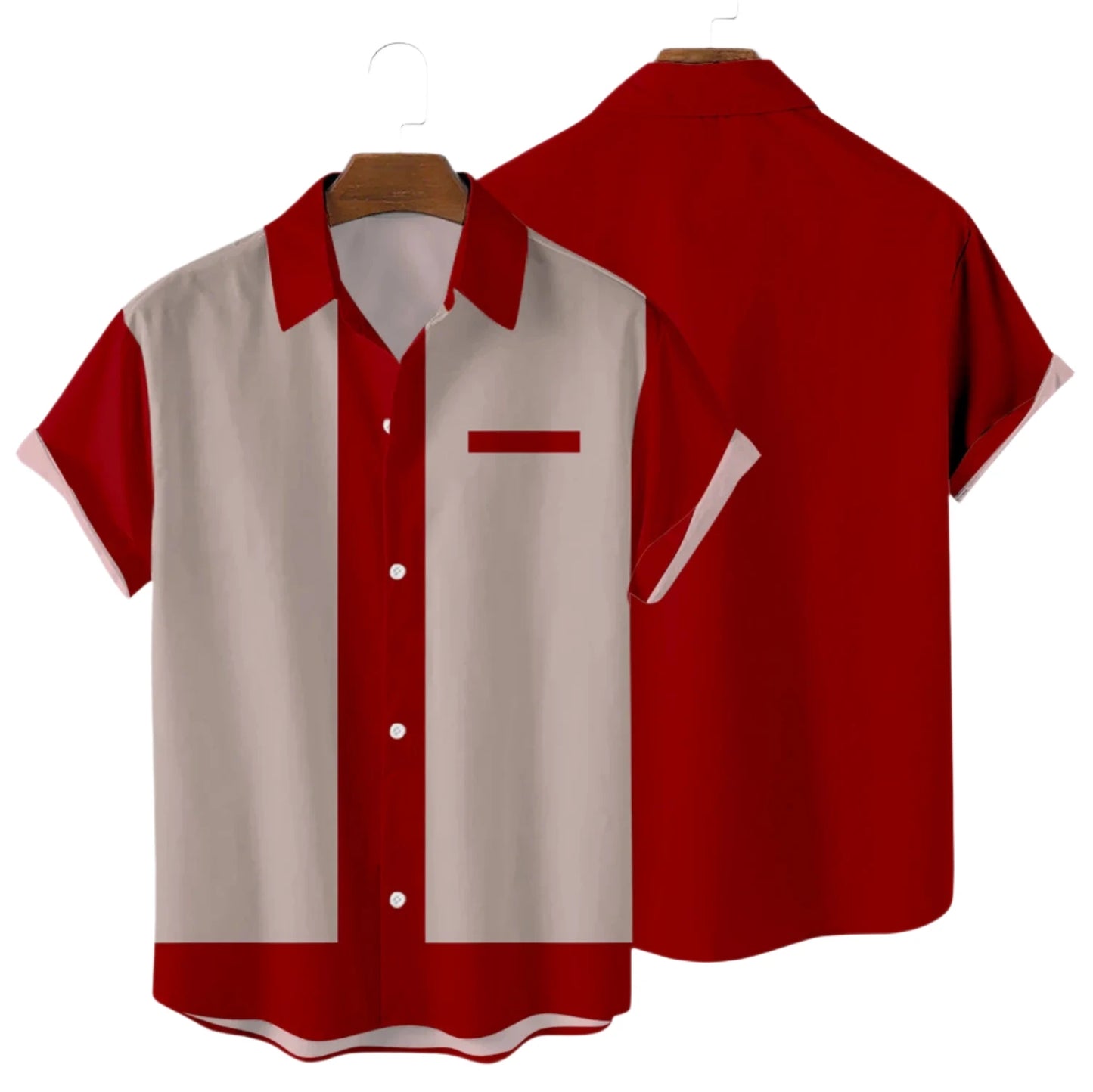 50s Rockabilly Shirts Male Short Sleeve Retro Button-Down Shirts