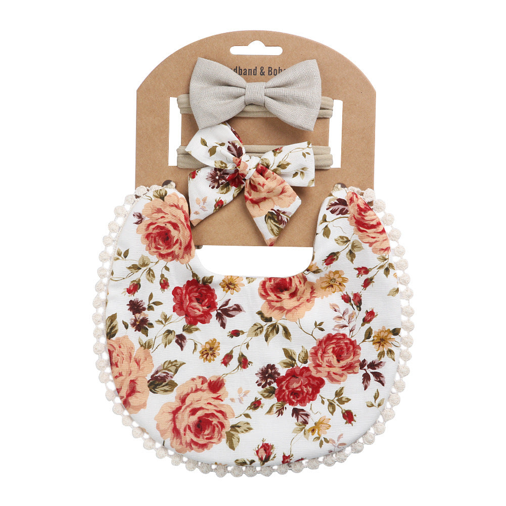 Floral Baby Bib & Headband Combo - DP021 4 - bib set
