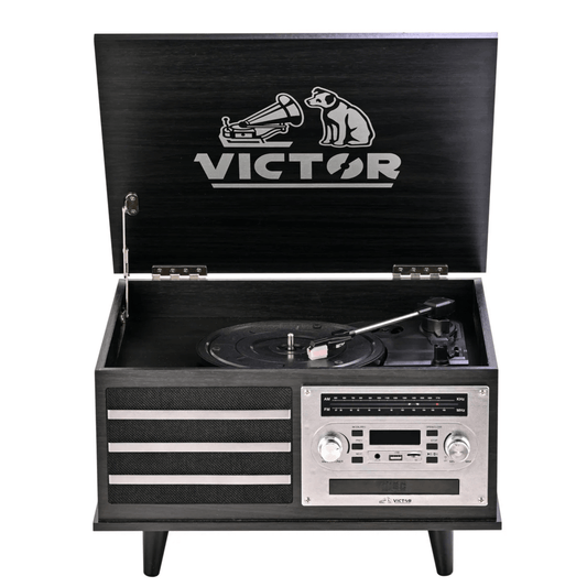 Victor Monroe 8-in-1 Music Center - Graphite - Turntables