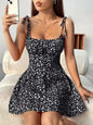 Women's Floral A-Line Mini Dress — Open Back, 10 Colors, XS–XXL - Black - Women's Clothing