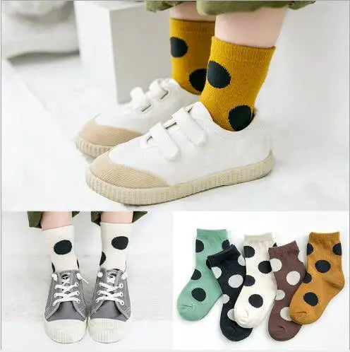 5Pairs Socks 1-12Year Polka Dot Socks