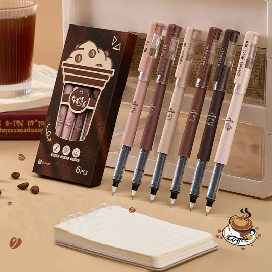 6Pcs/Set Coffee 0.5mm Gel Pen