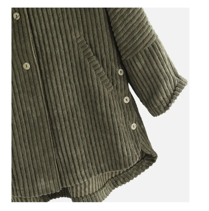 Loose Plus Size Retro Corduroy Coat - - coat