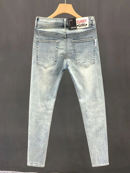 Men's Distressed Skinny Jeans - -