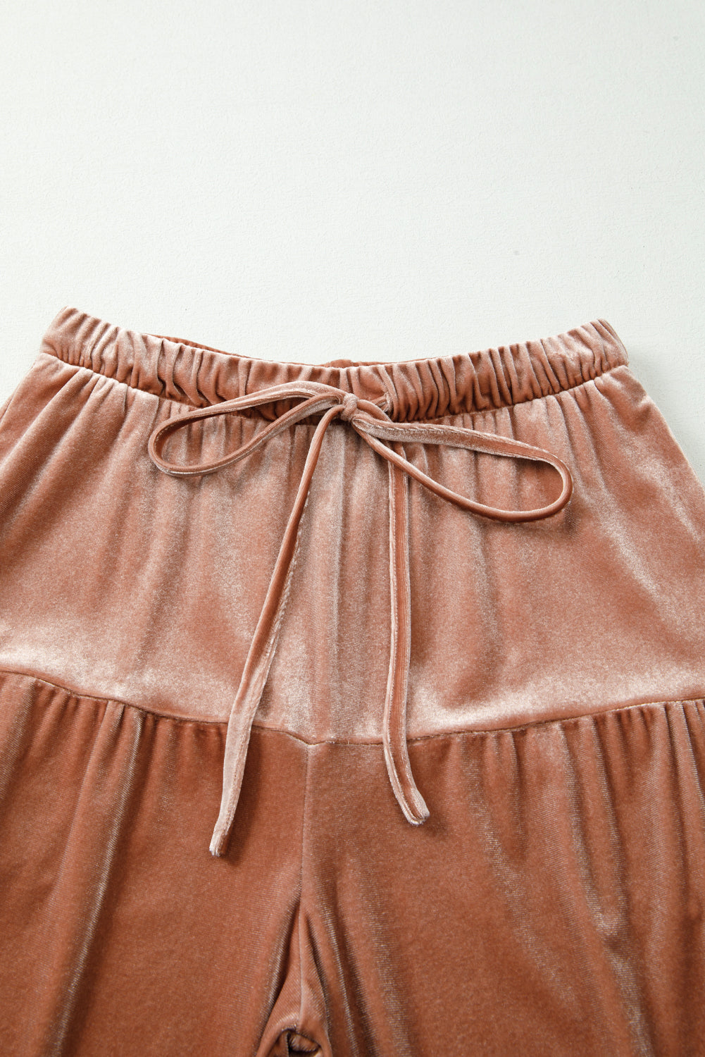 Straw Yellow Mineral Wash Lace-up High Waist Tiered Bell Bottom Pants - - Bottoms/Pants & Culotte