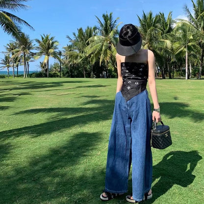 High Waist Thin Wide Leg Jeans for Women - - Women's Fashion - Women's Clothing - Bottoms - Jeans
